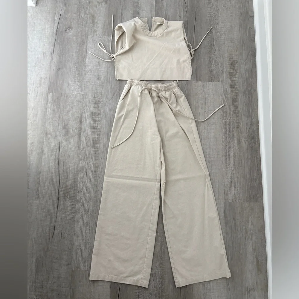 Commense Beige Two-Piece Jumpsuit Set - Picture 1 of 6